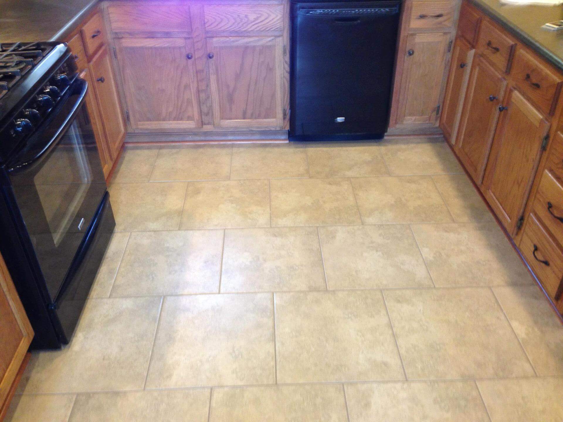Tile flooring in a small kitchetn